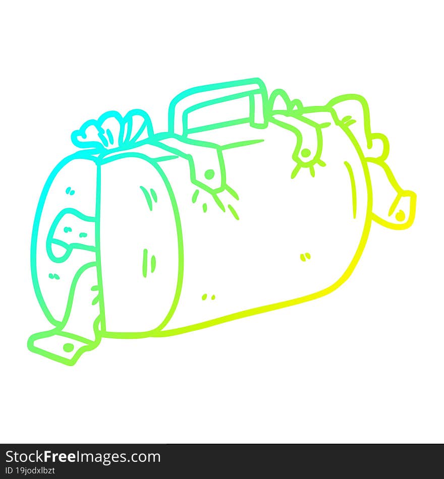 cold gradient line drawing cartoon luggage