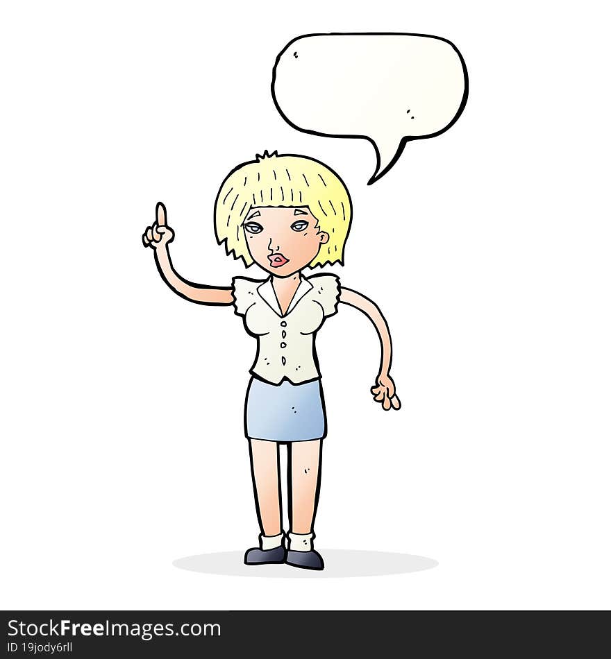 cartoon woman with idea with speech bubble