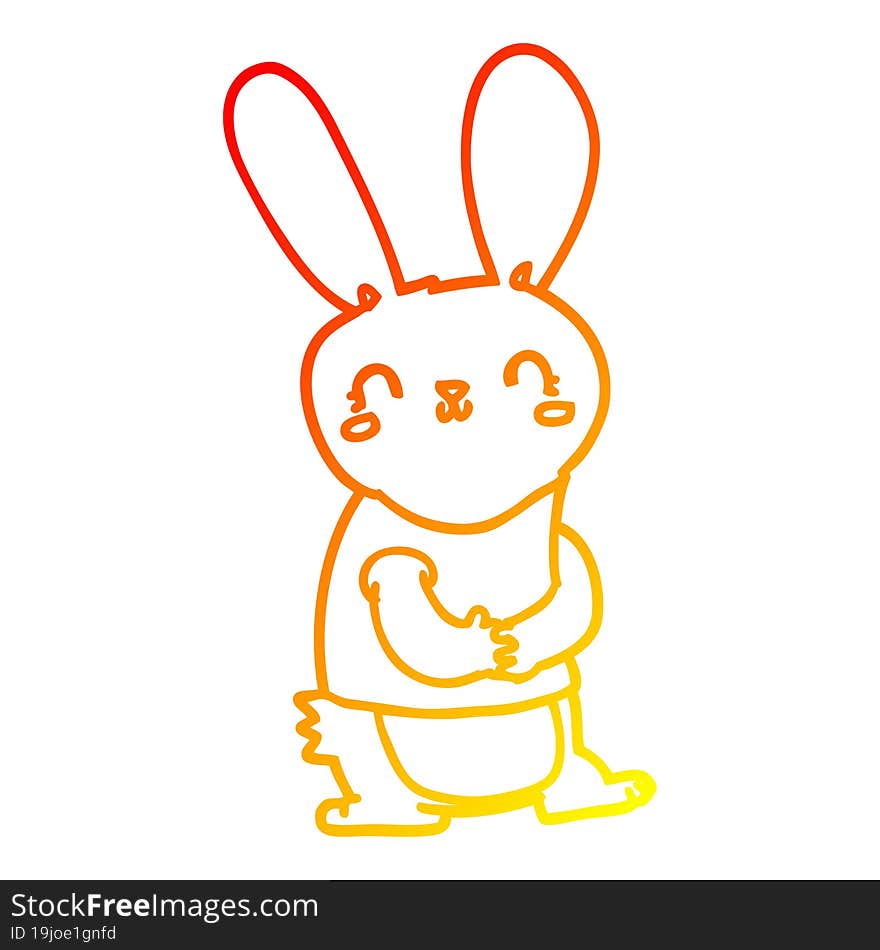 Warm Gradient Line Drawing Cute Cartoon Rabbit