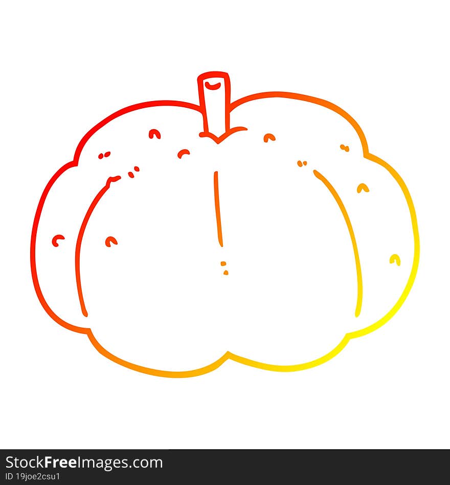 warm gradient line drawing of a cartoon pumpkin