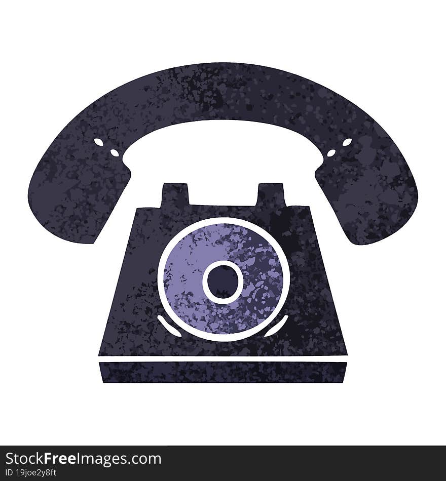 retro illustration style cartoon old telephone