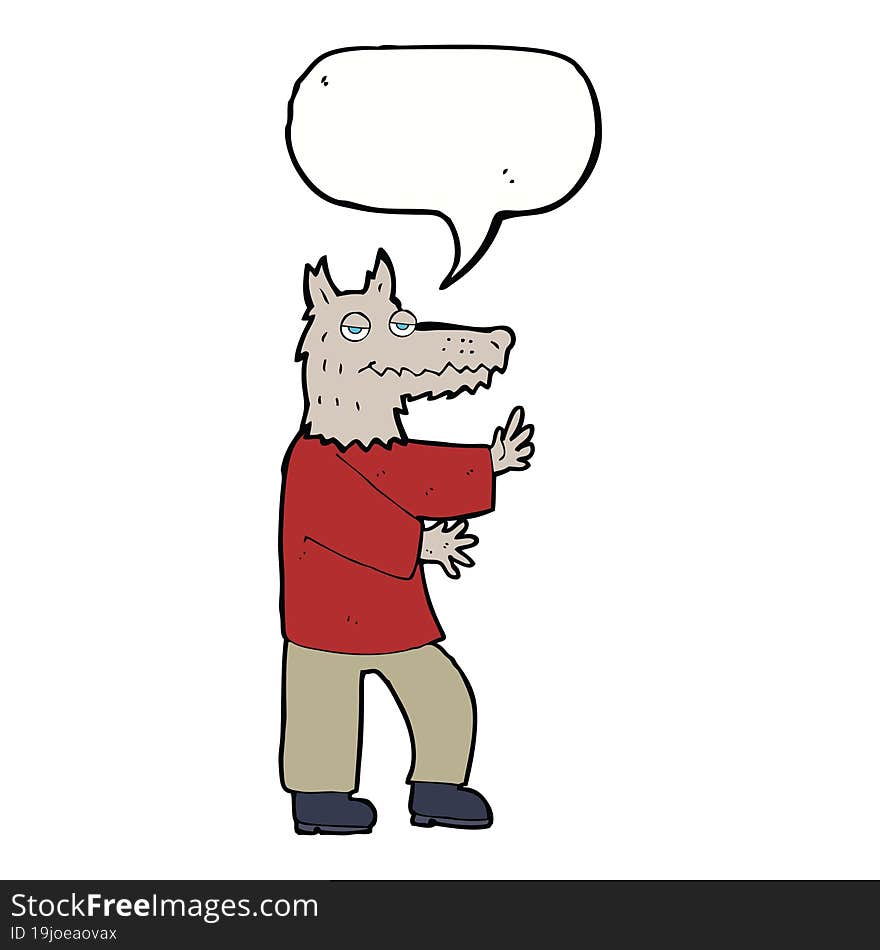 cartoon werewolf with speech bubble