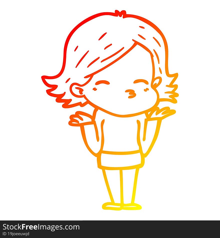 warm gradient line drawing cartoon confused woman