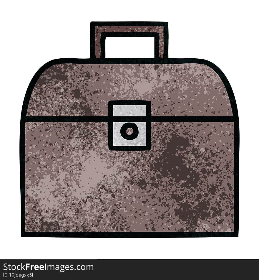 retro grunge texture cartoon of a metal case