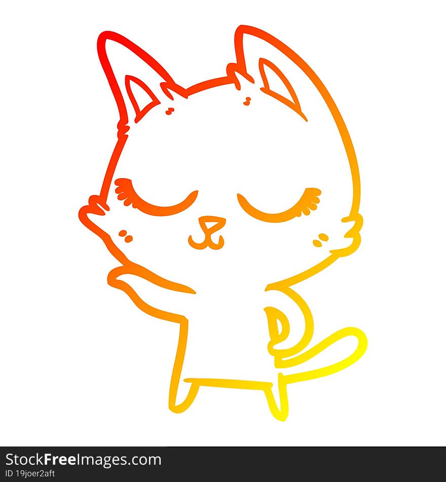 warm gradient line drawing calm cartoon cat