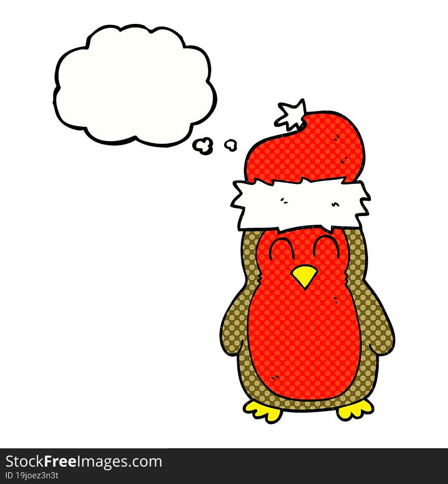 Thought Bubble Cartoon Christmas Robin