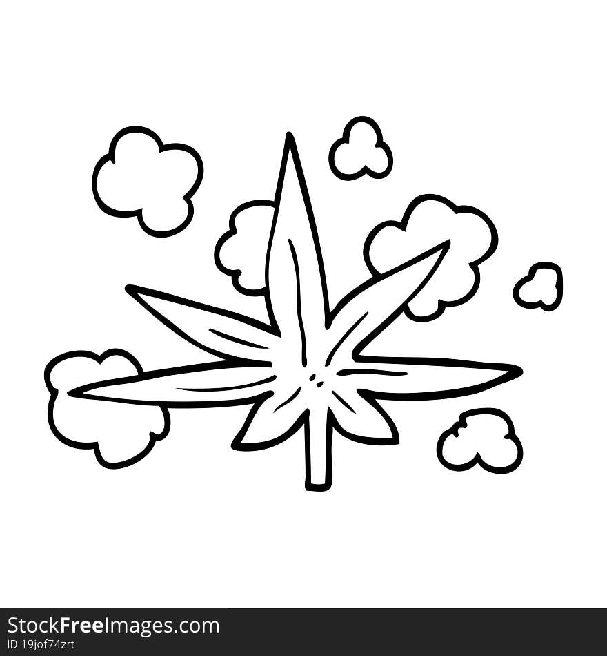 line drawing cartoon marijuana leaf