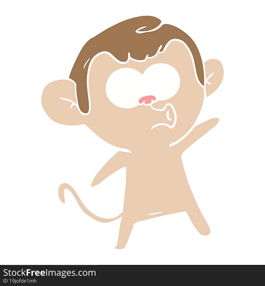 flat color style cartoon surprised monkey