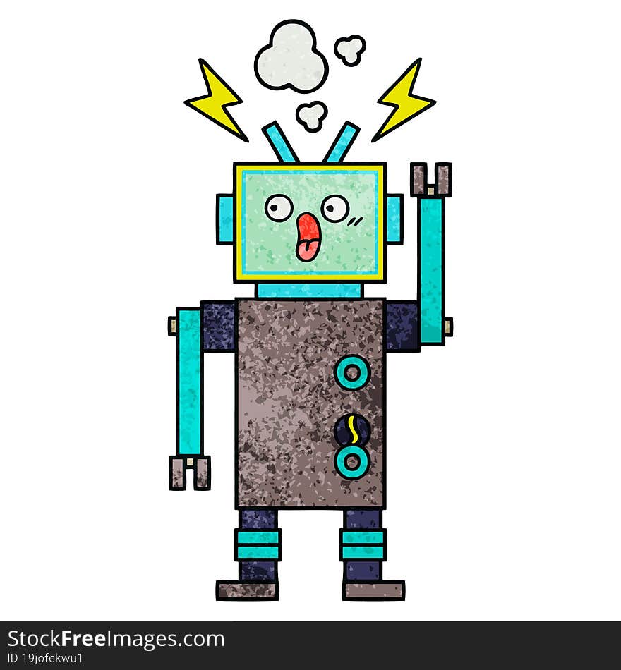 Retro Grunge Texture Cartoon Robot