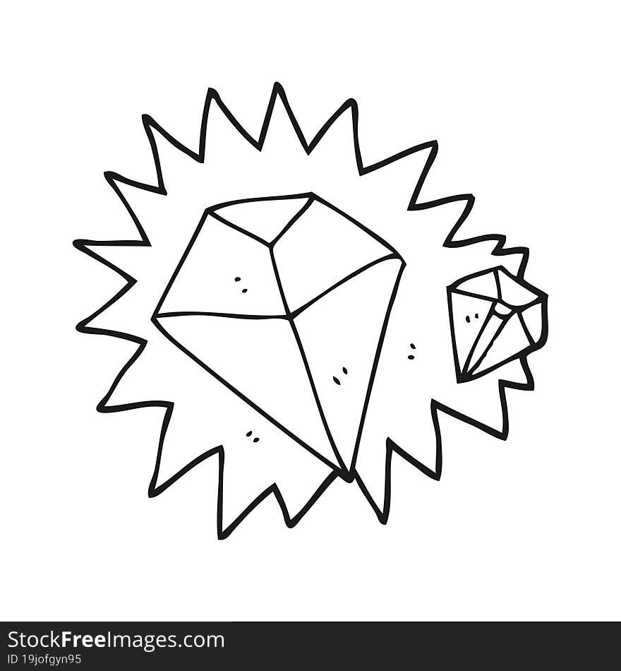 black and white cartoon diamonds