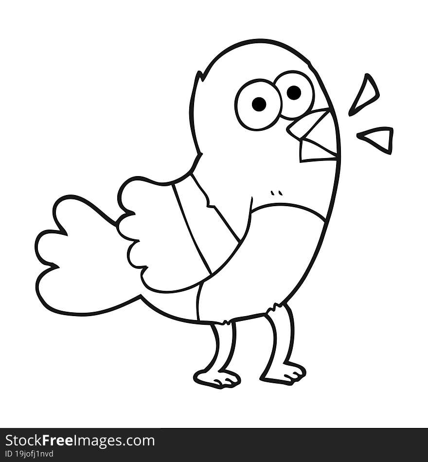 black and white cartoon bird