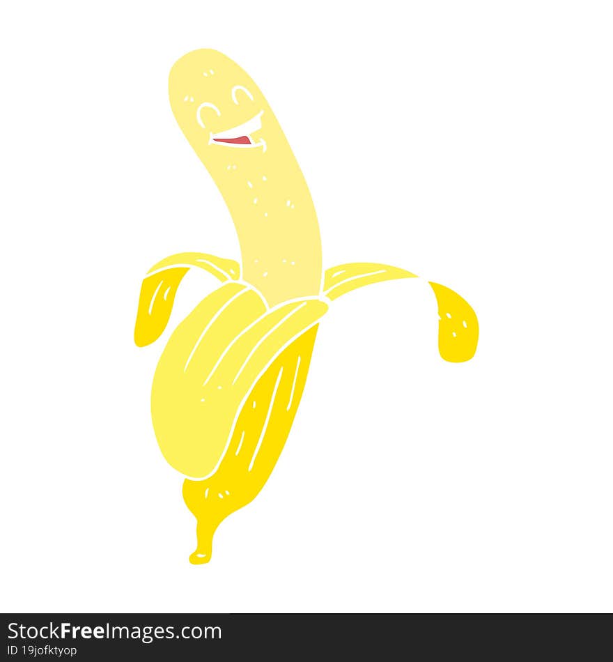 flat color illustration of a cartoon banana