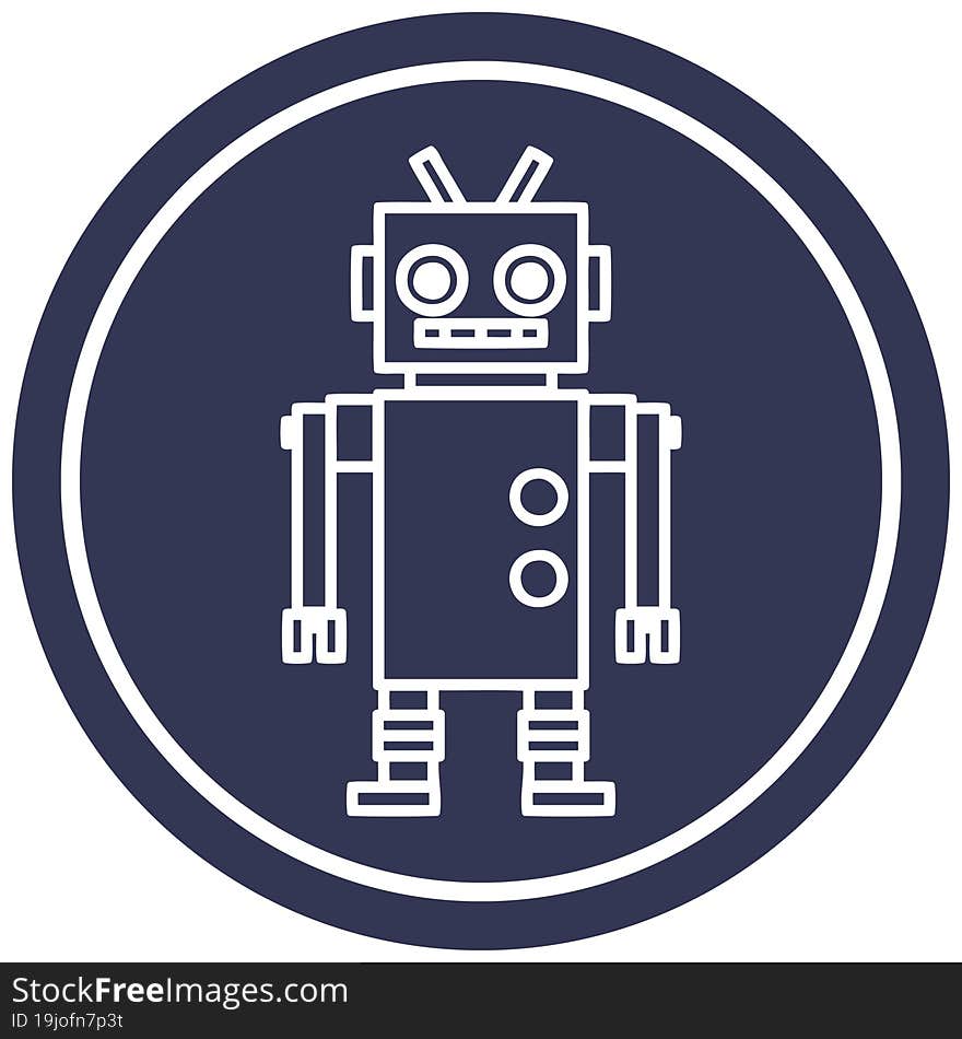 dancing robot circular icon symbol