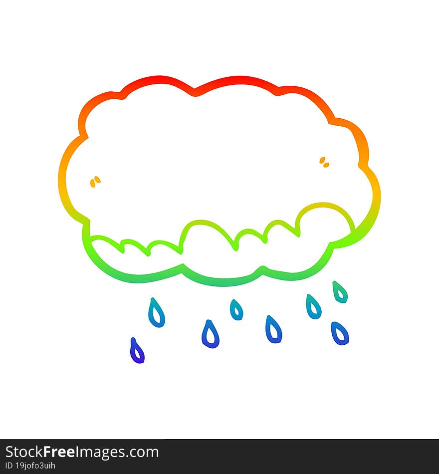 Rainbow Gradient Line Drawing Cartoon Rain Cloud