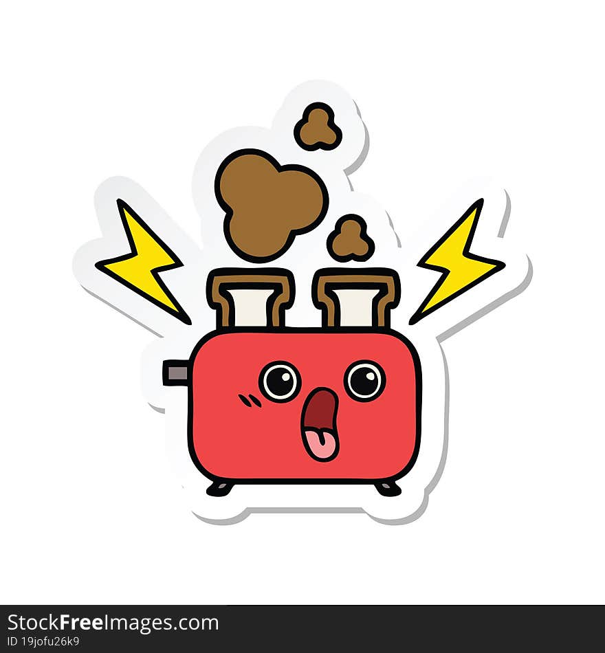 Sticker Of A Cute Cartoon Of A Toaster