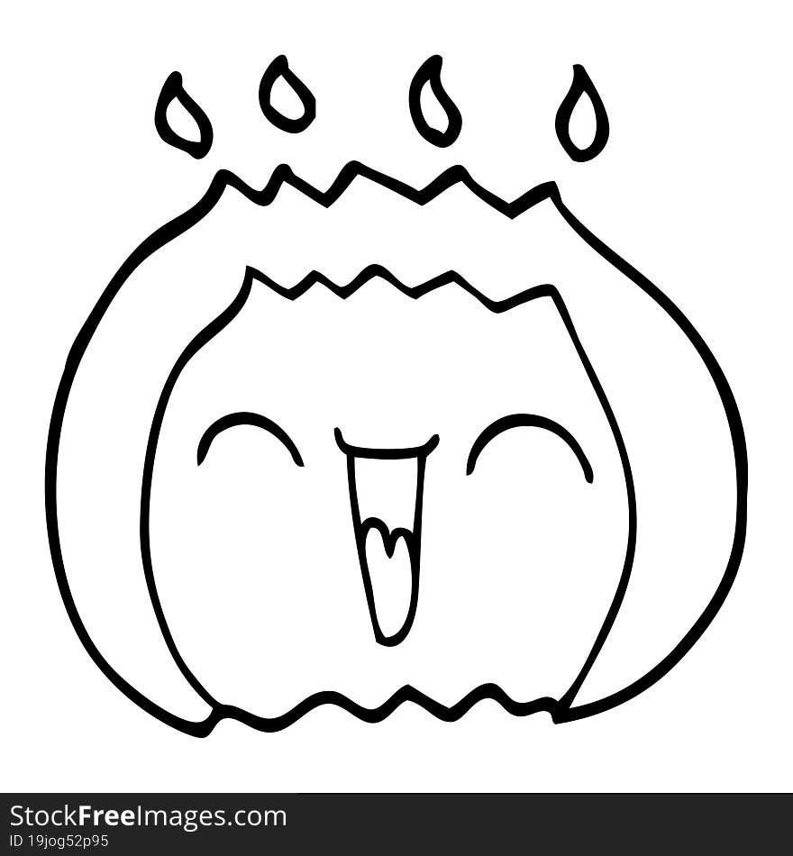 line drawing cartoon laughing gas flame