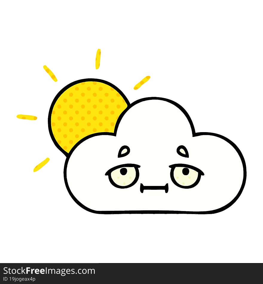 comic book style cartoon of a sunshine and cloud