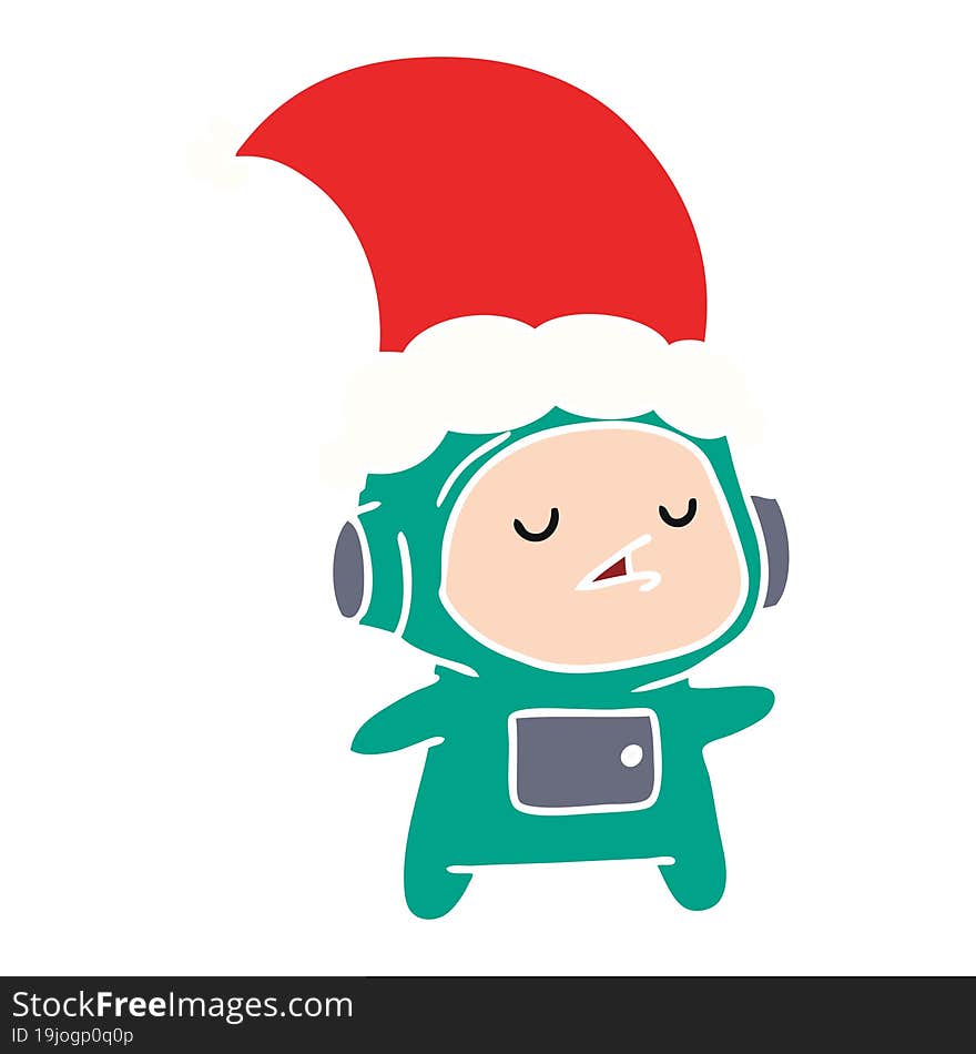 christmas cartoon of kawaii astronaut