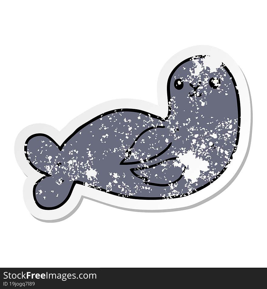 distressed sticker of a cartoon seal