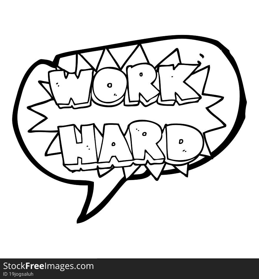 Speech Bubble Cartoon Work Hard Symbol