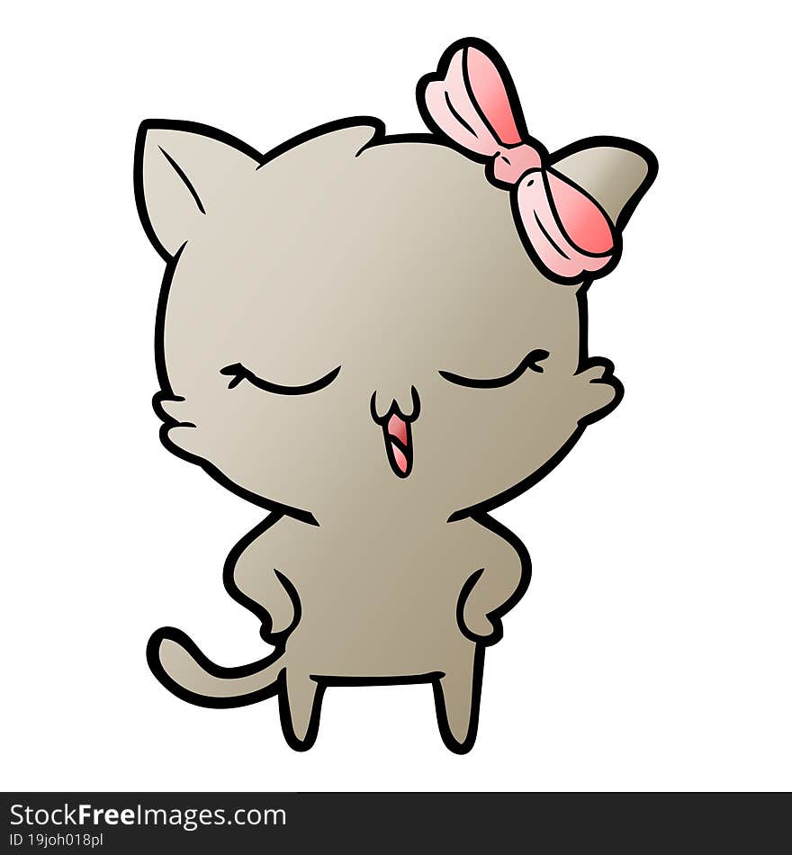 cartoon cat with bow on head and hands on hips. cartoon cat with bow on head and hands on hips