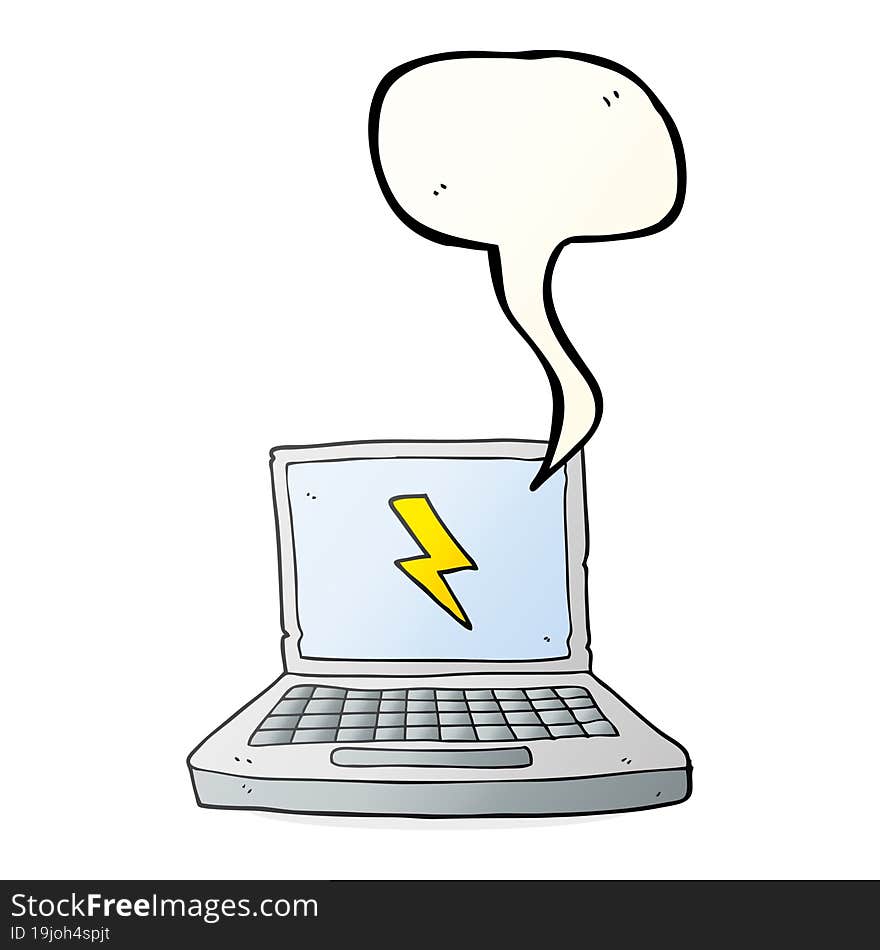 speech bubble cartoon laptop computer