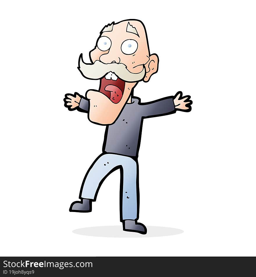 cartoon shocked old man