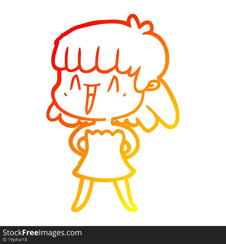 warm gradient line drawing of a cartoon woman