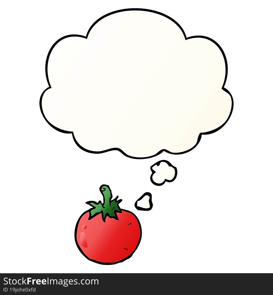 Cartoon Tomato And Thought Bubble In Smooth Gradient Style