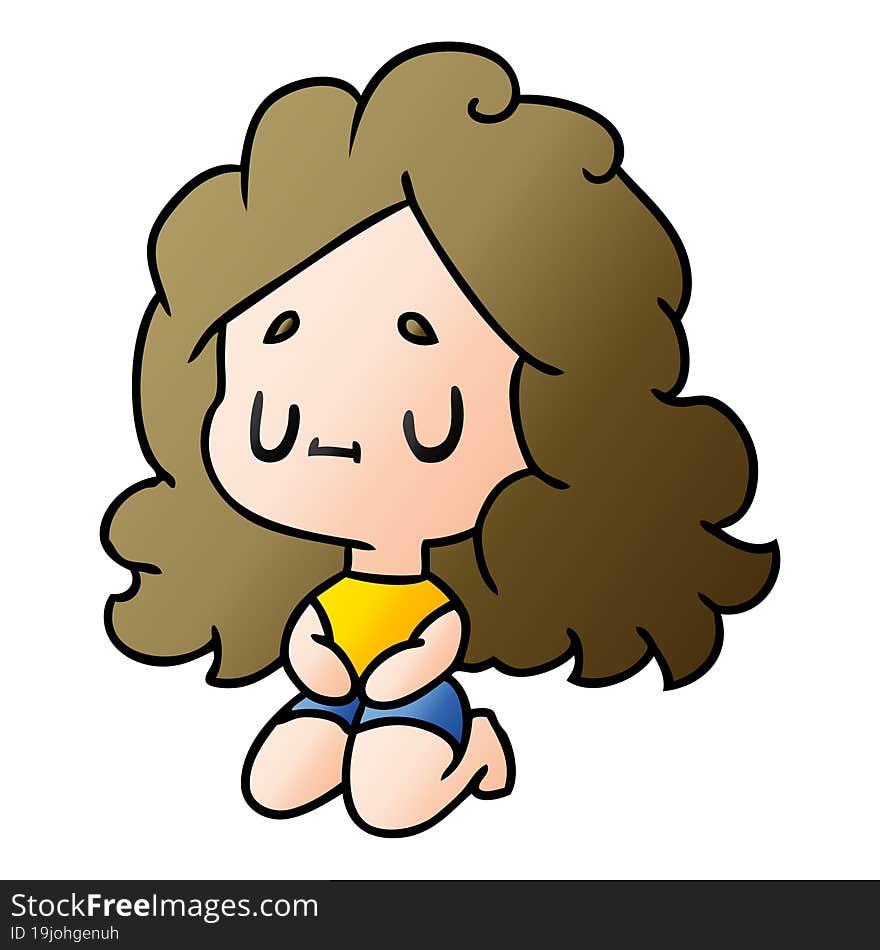 gradient cartoon illustration of a cute kawaii girl. gradient cartoon illustration of a cute kawaii girl