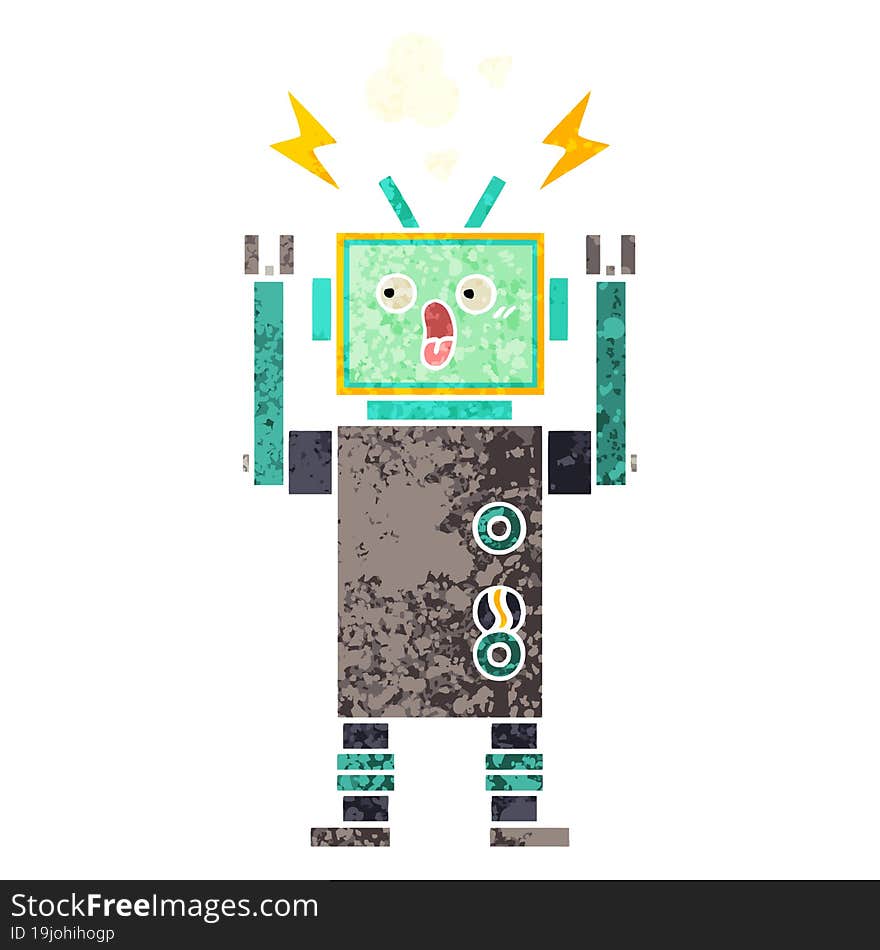 Retro Illustration Style Cartoon Robot