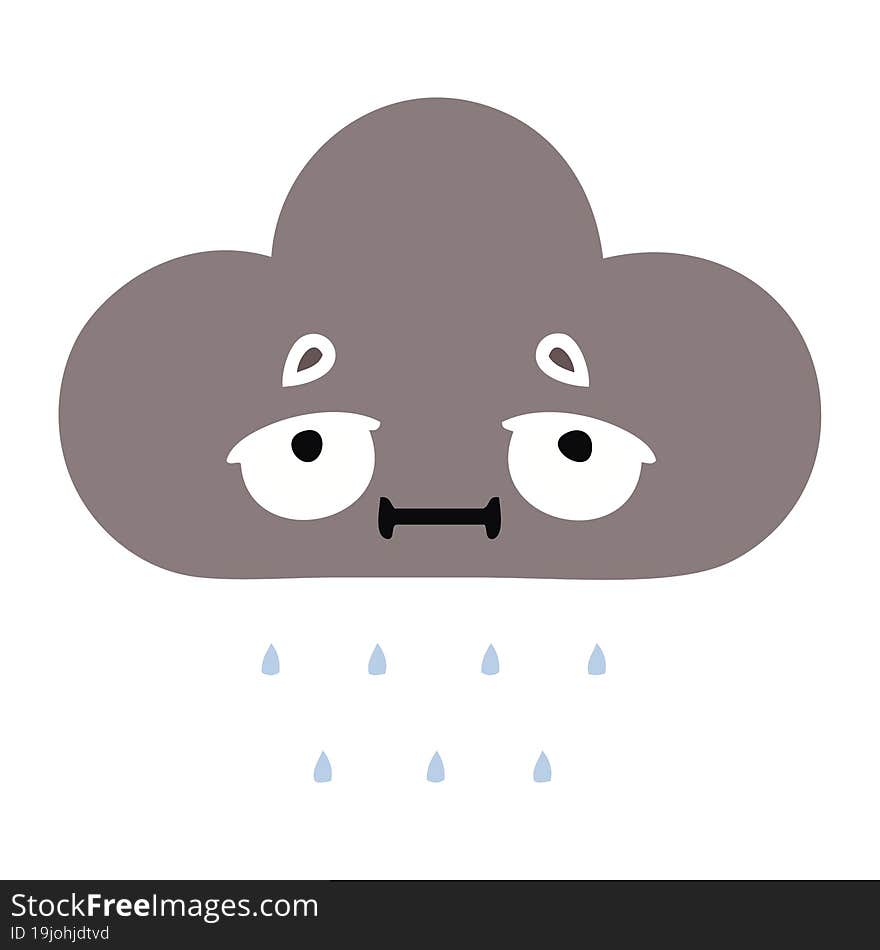 flat color retro cartoon storm rain cloud