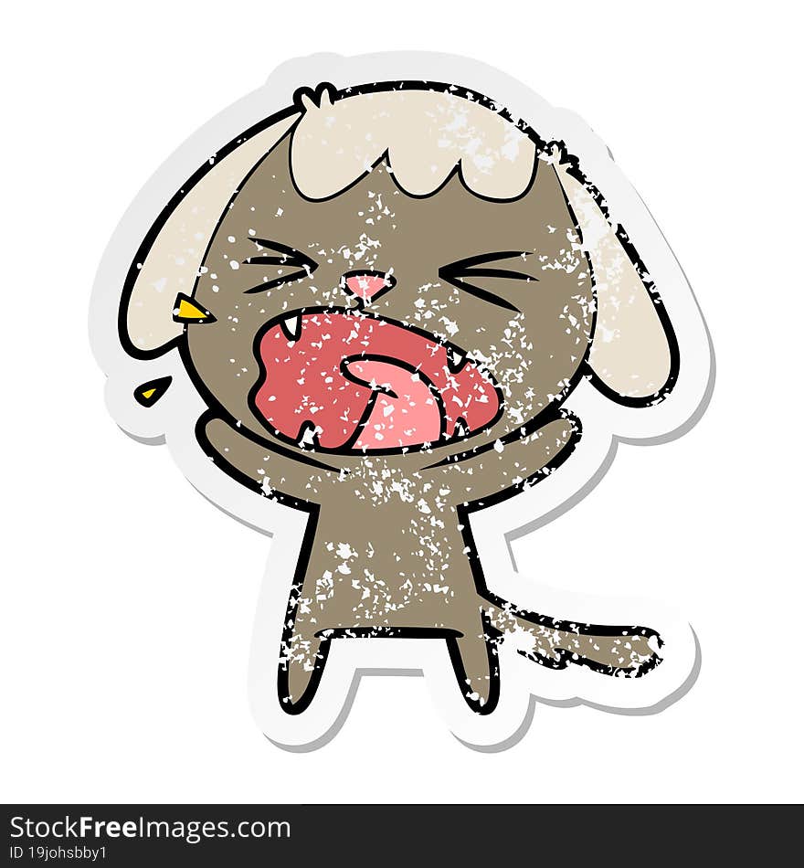 distressed sticker of a cute cartoon dog barking