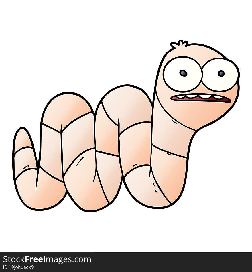 cartoon nervous worm. cartoon nervous worm