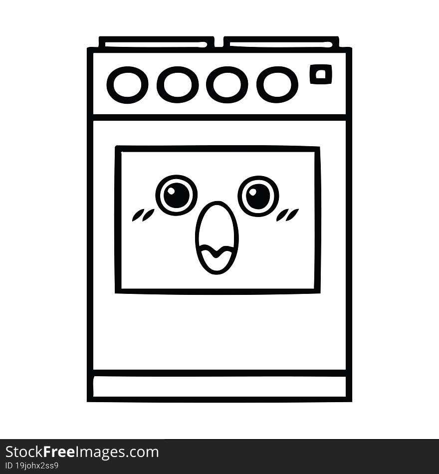 line drawing cartoon kitchen oven