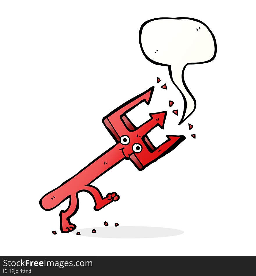 cartoon devil fork with speech bubble