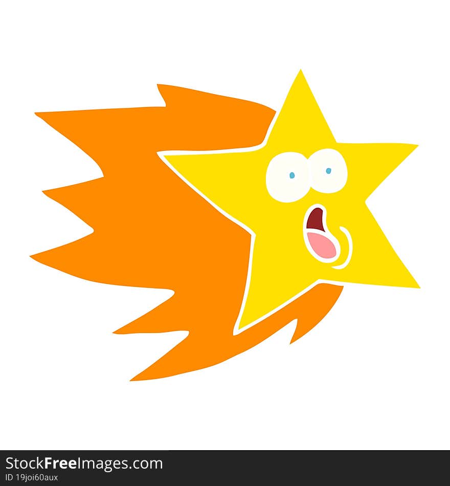 flat color illustration cartoon shooting star