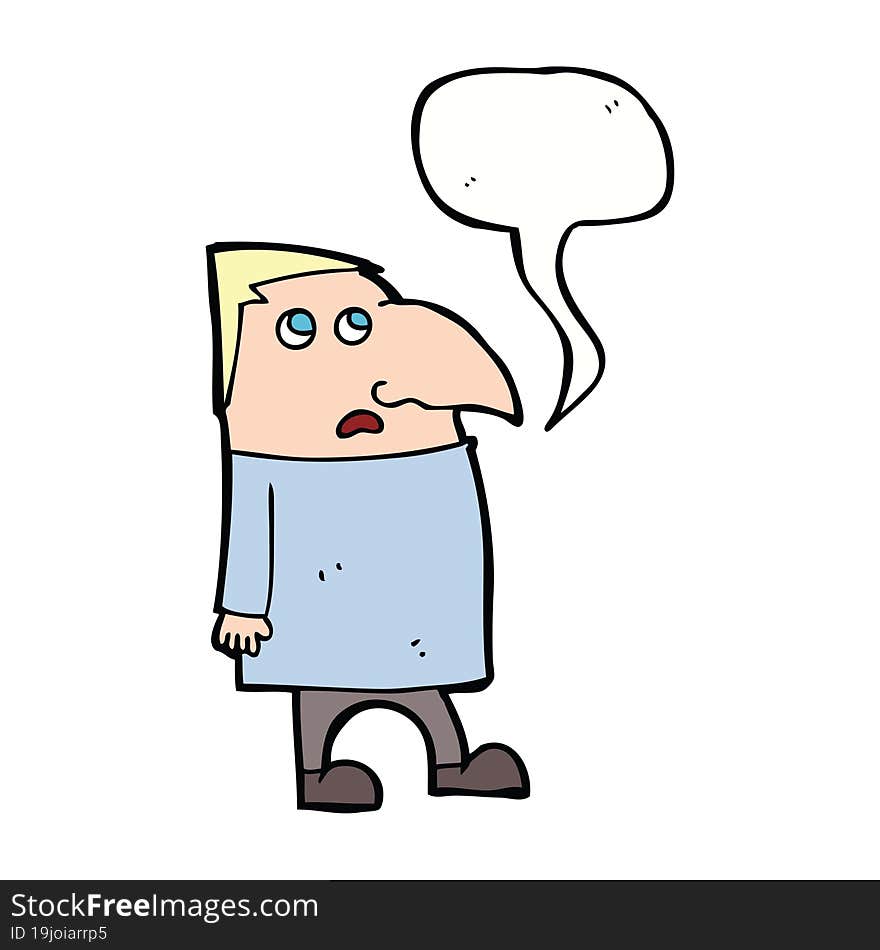 Cartoon Worried Man With Speech Bubble