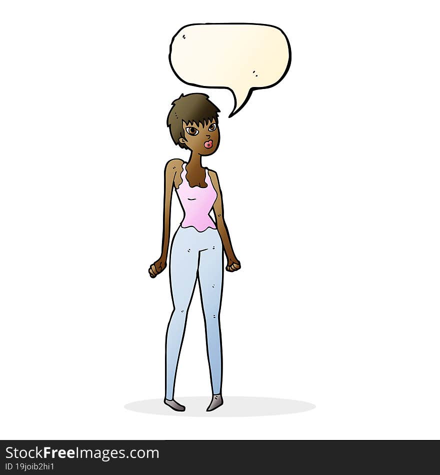 cartoon pretty woman  with speech bubble