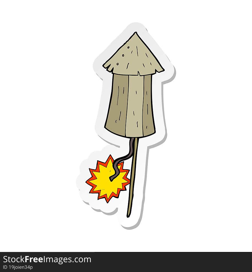 Sticker Of A Cartoon Old Wooden Firework