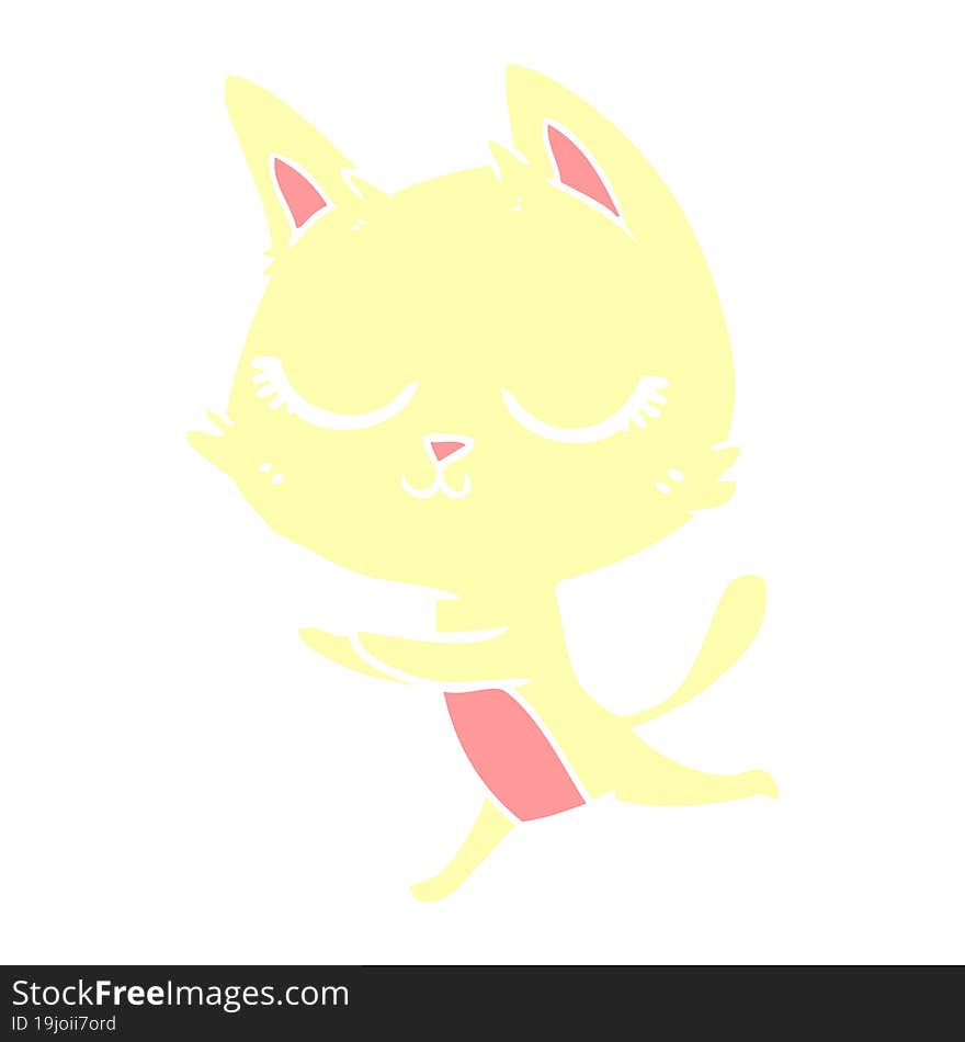 calm flat color style cartoon cat