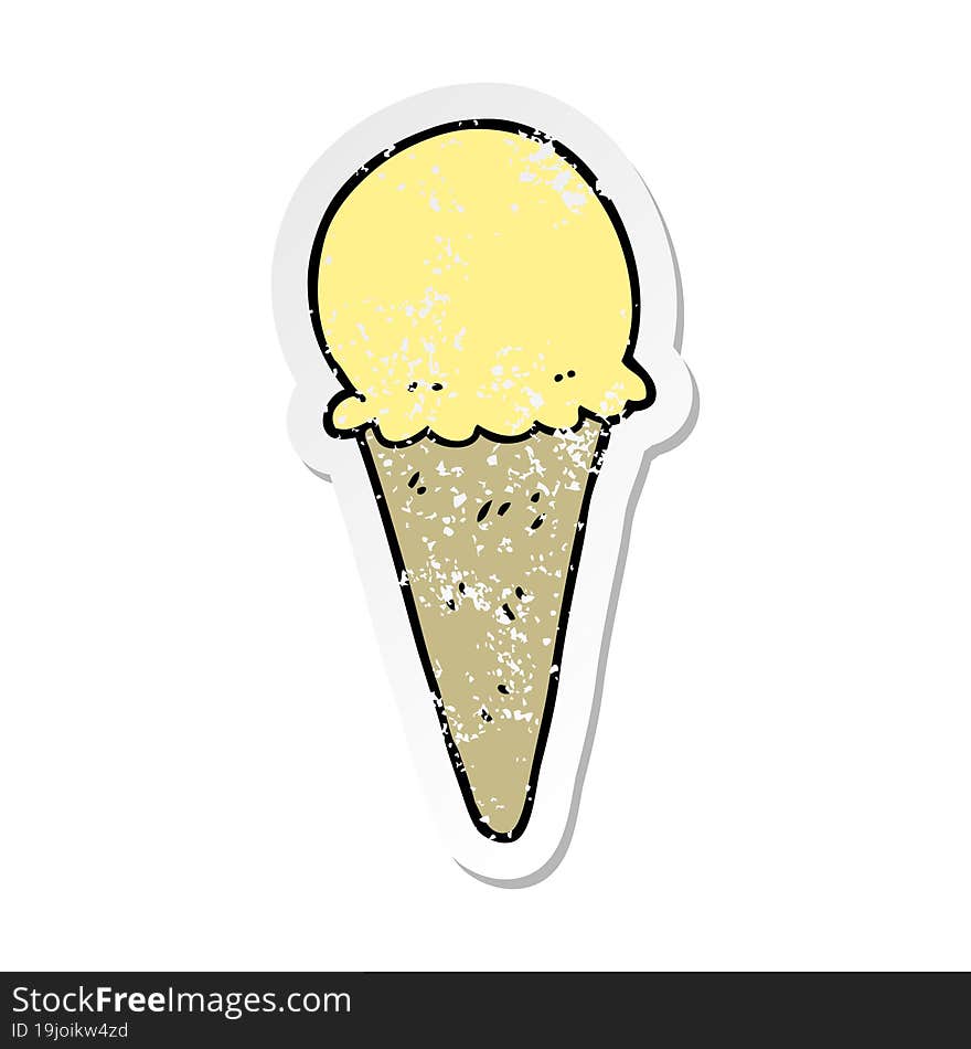 Distressed Sticker Of A Cartoon Ice Cream