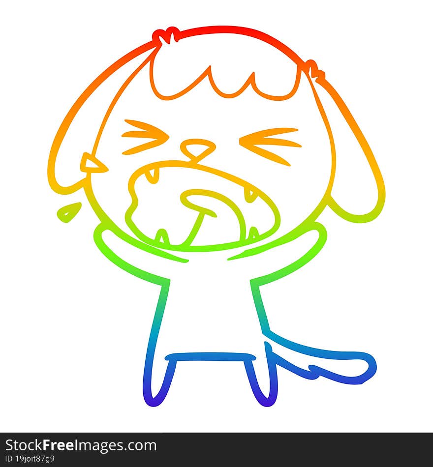 Rainbow Gradient Line Drawing Cute Cartoon Dog Barking