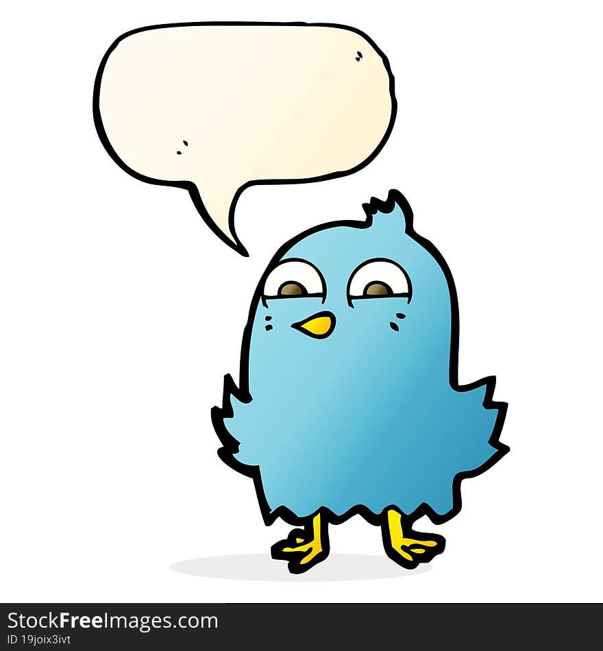 funny cartoon bird with thought bubble