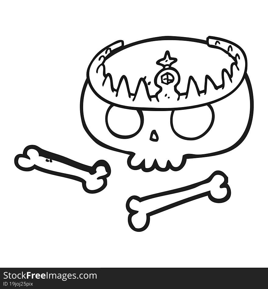 black and white cartoon skull wearing tiara