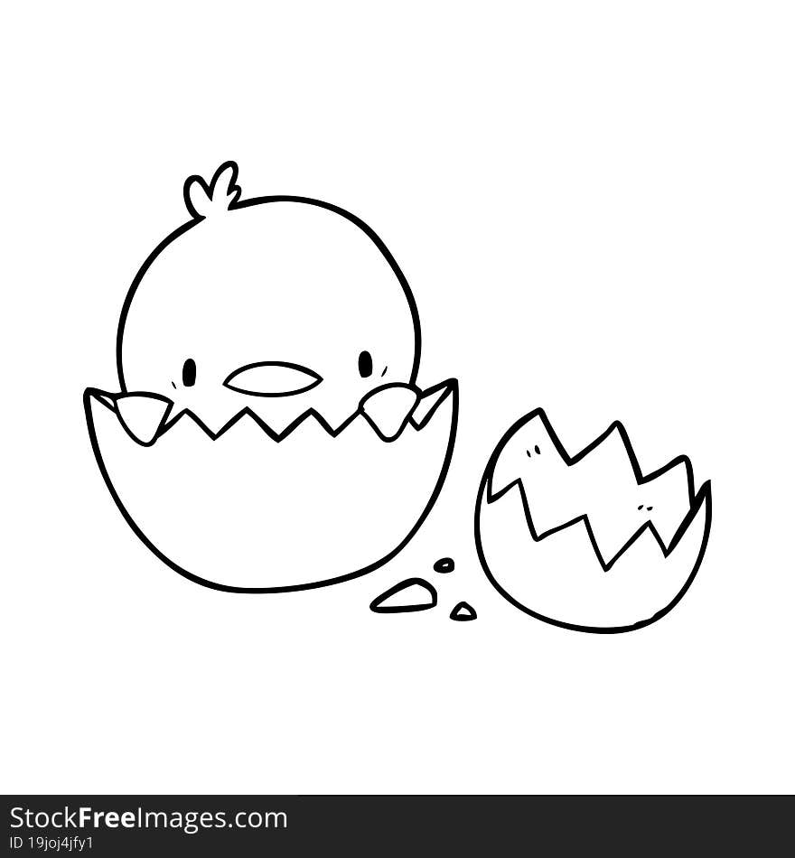 cute cartoon chick hatching from egg. cute cartoon chick hatching from egg