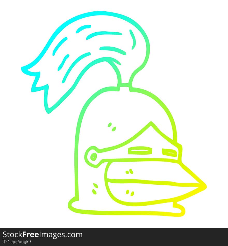 cold gradient line drawing cartoon golden helmet