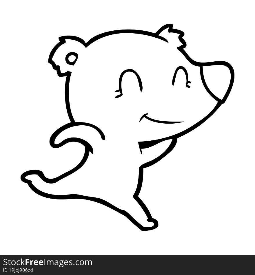 friendly bear running cartoon. friendly bear running cartoon