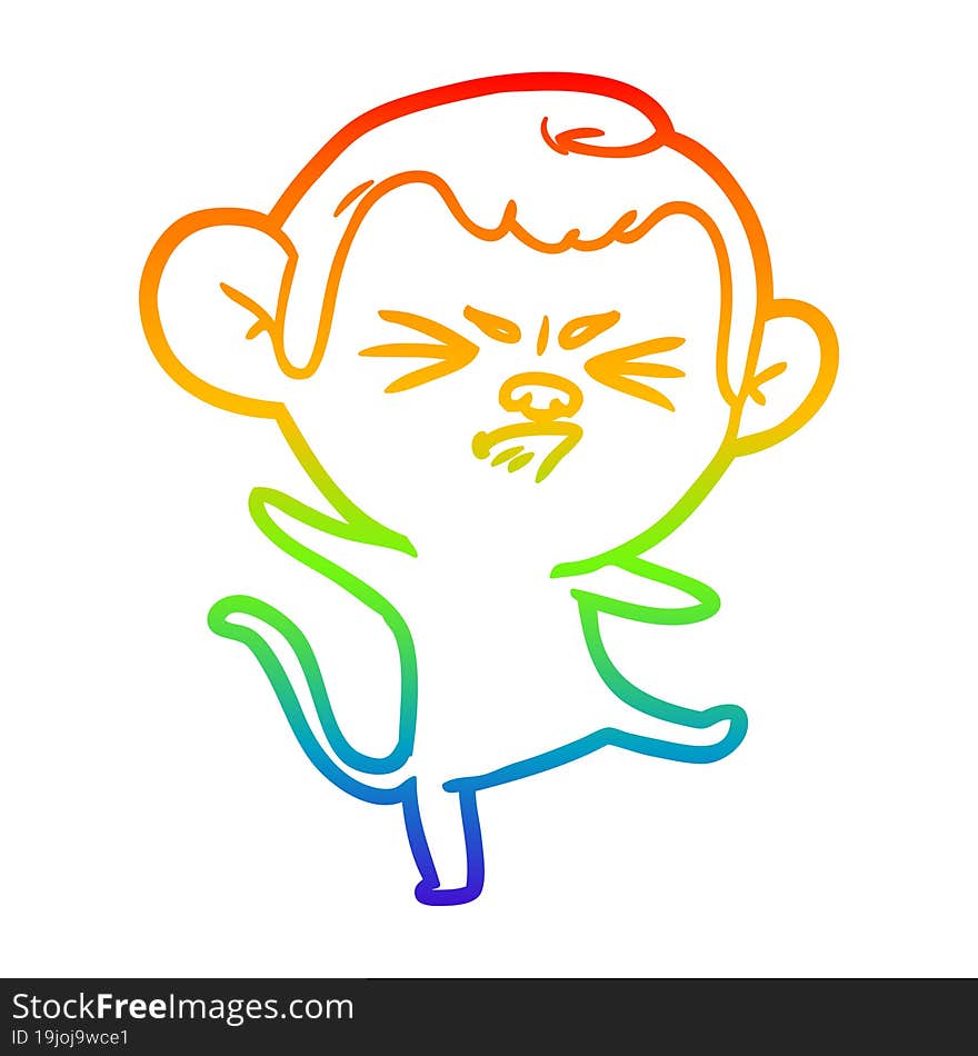 rainbow gradient line drawing cartoon annoyed monkey