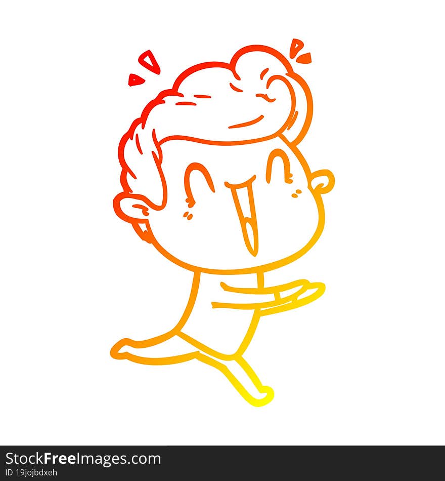 warm gradient line drawing of a cartoon excited man